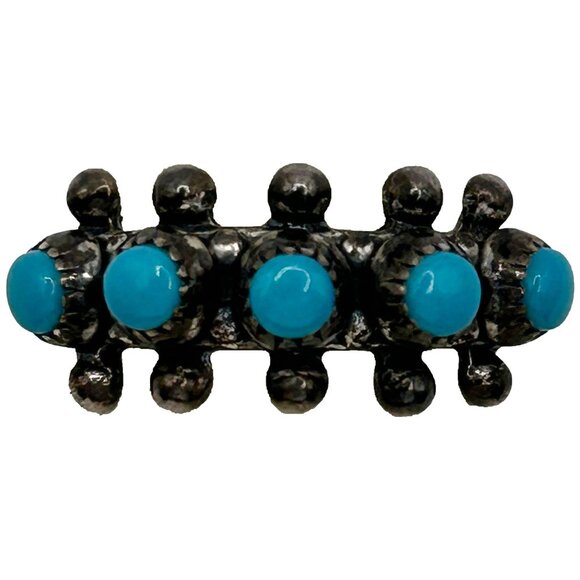 Vintage 925 Sterling Silver with Turquoise Old Pawn Ring - Size 4 - Picture 2 of 7